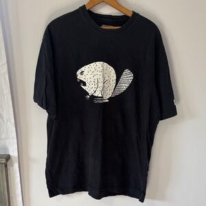 Duluth Trading Co Black Tee with White Logo Print